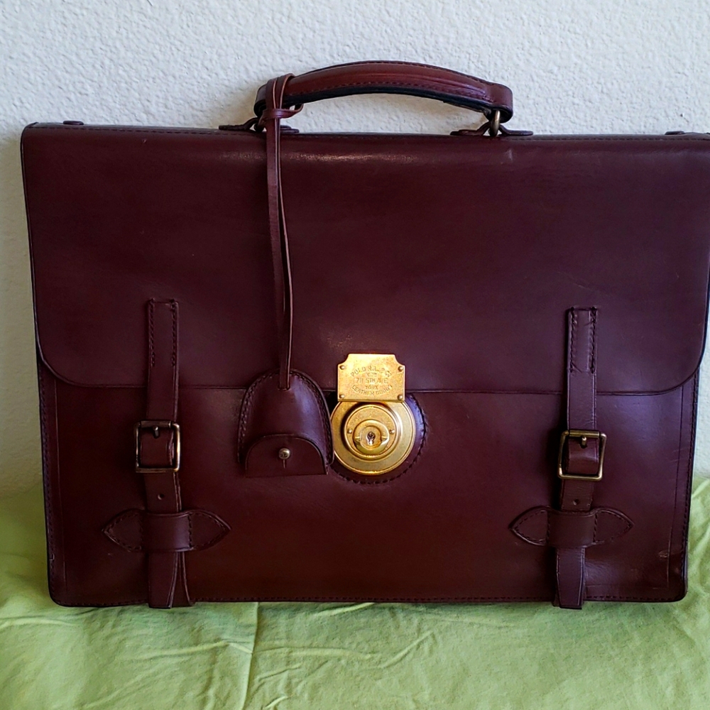 Polo Ralph Lauren Leather Goods Brown Briefcase